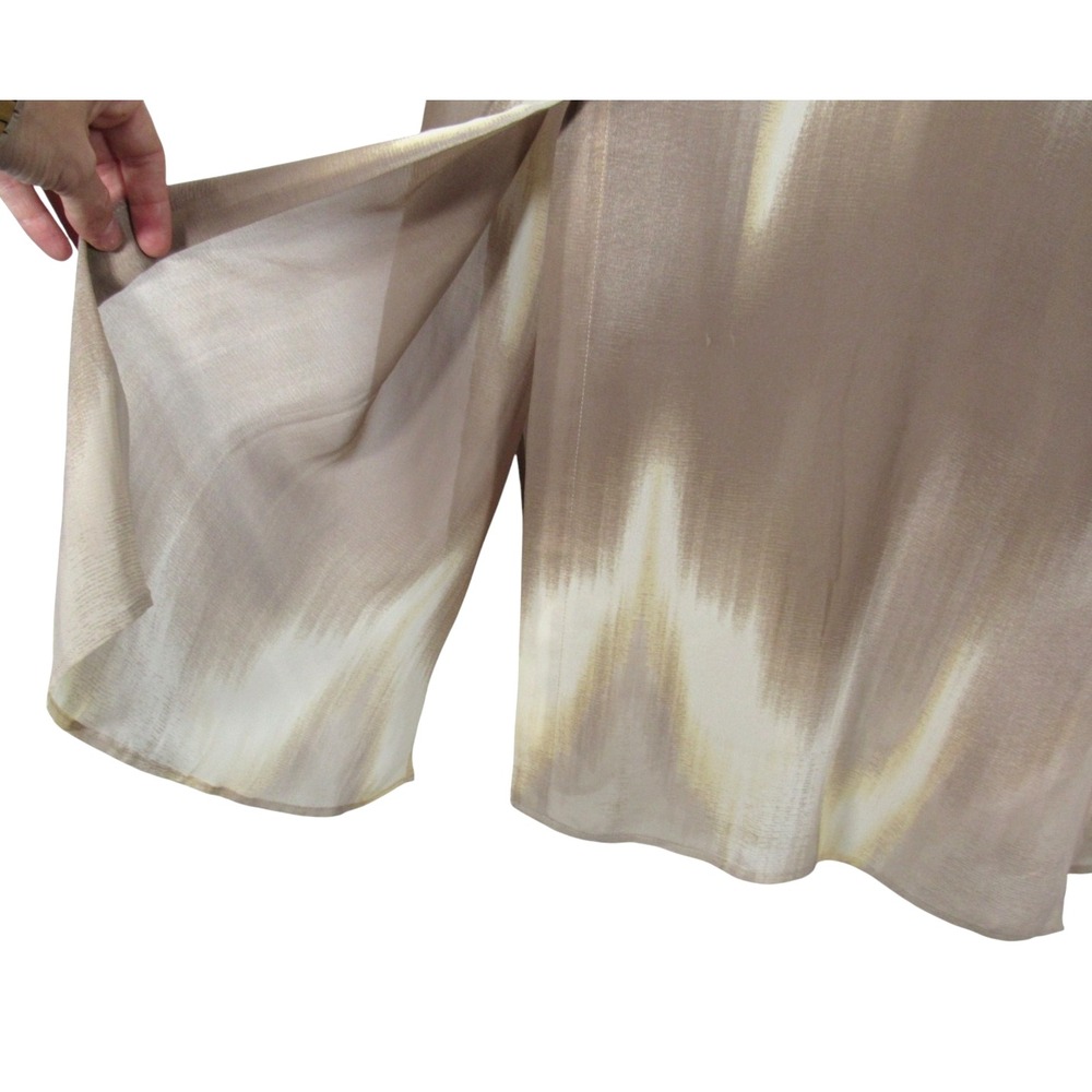 LISA RINNA Beige/Brown OMBRE Button-Down CHIFFON Long TUNIC TOP/KIMONO sz Sz L - Picture 4 of 6